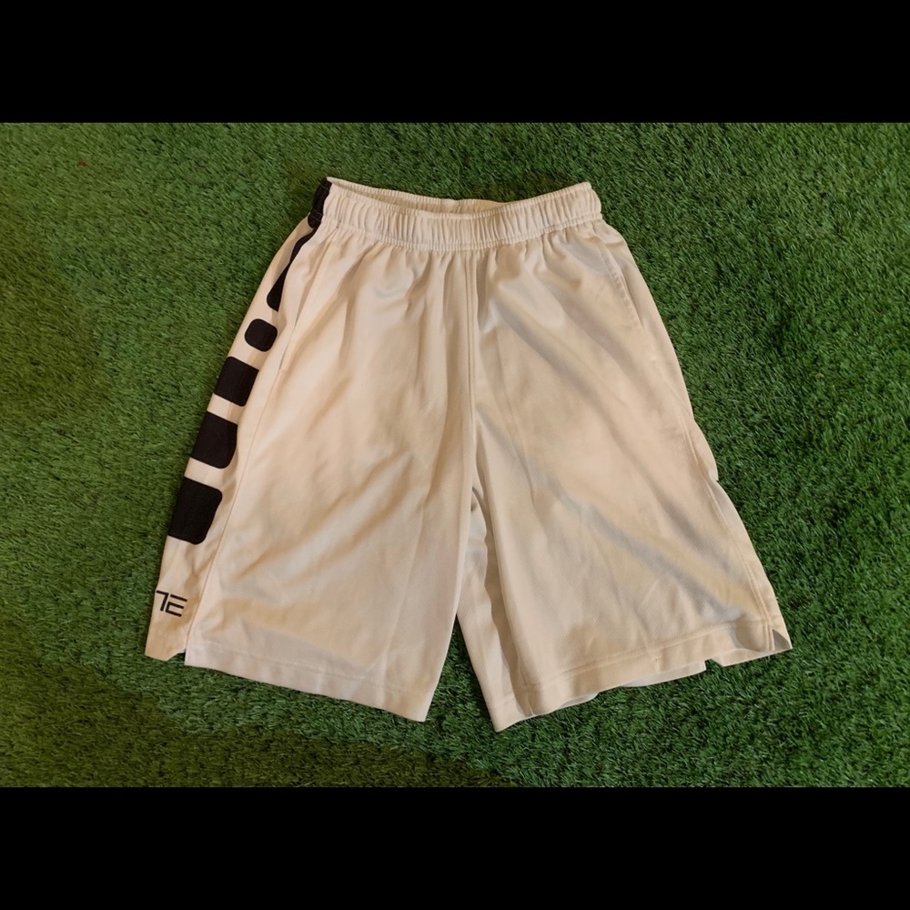 Youth White Nike Basketball Elite Shorts